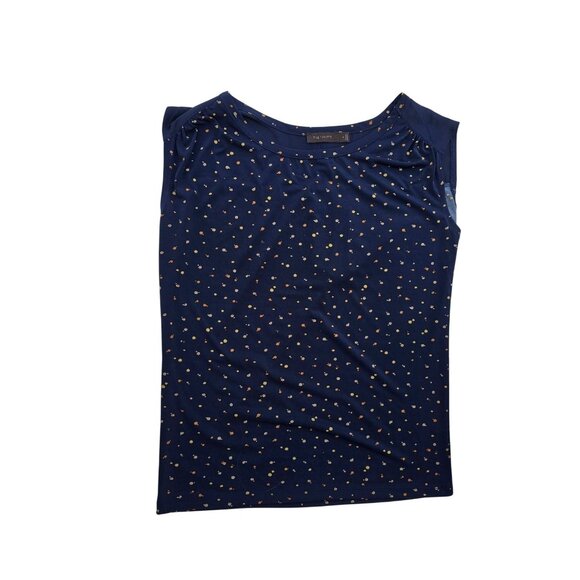 The Limited Womens Navy Polka Dot Sleeveless Top With Back Button Placket M - Picture 1 of 6